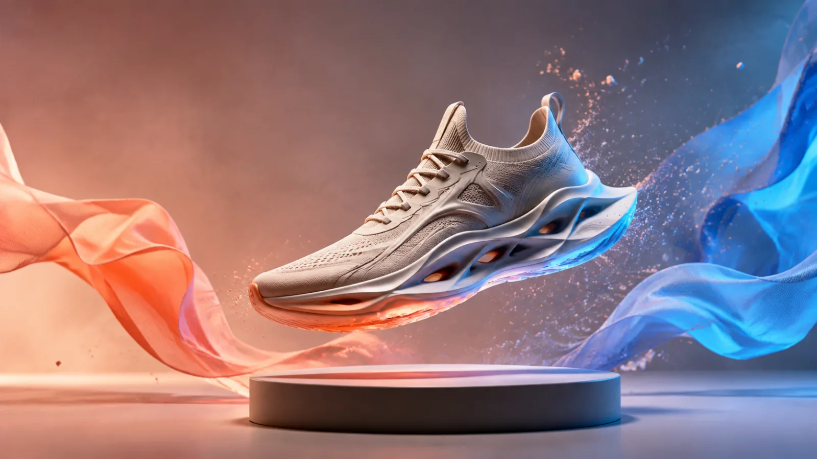 Chaussure de sport sans marque mise en scène pour un concept de vidéo sociale dynamique