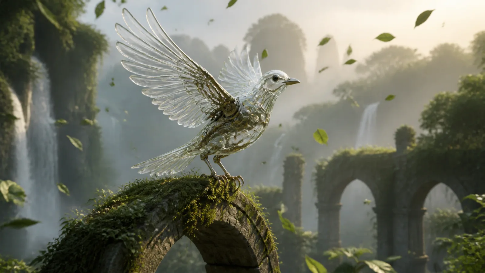 Original glass mechanical bird ready for image guided animation