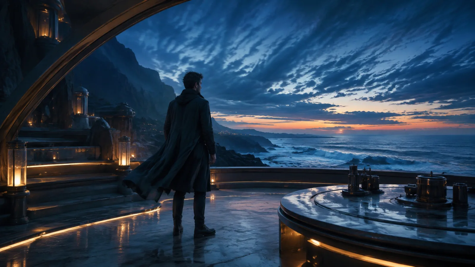 Original coastal observatory scene prepared for text to video motion